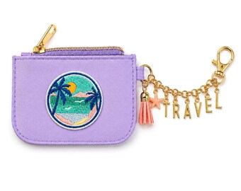 Travel Coastal Mini Zipper Pouch Wallet, Keychain Coin Purse Custom Beach Travel