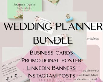 Canva sjabloonbundel bruiloftplanner | Visitekaartjes, banners, paaltjes (digitale download)