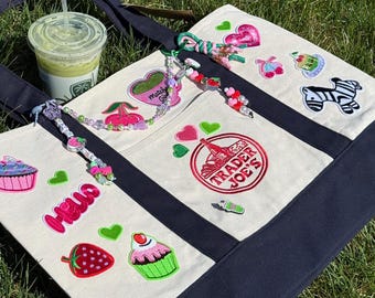 Matcha Girl Patch Tote with 4 Bag Charms, Accessories