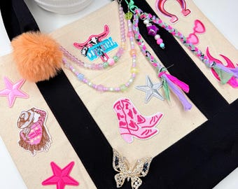 Whimsical "Cowgirl Cutie" Tote Bag with Charms
