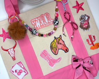 Pink Western Tote Bag | Nashville Bachelorette Party, Cowgirl Weekend Essentials