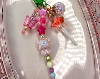 Handmade 'Treat Yourself' Bag Charm | Pastel Gum Ball & Lollipop-themed Joyful Cluster Purse Accessory