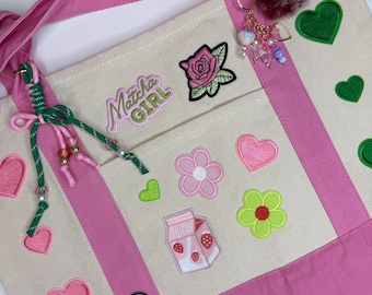 Bolso grande Matcha Girl / 3 colgantes para bolso, 1 broche incluido