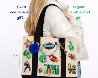 Super Bowl Seahawks Tote Bag – Embroidered Patches & Charms | Teen Girl Gift