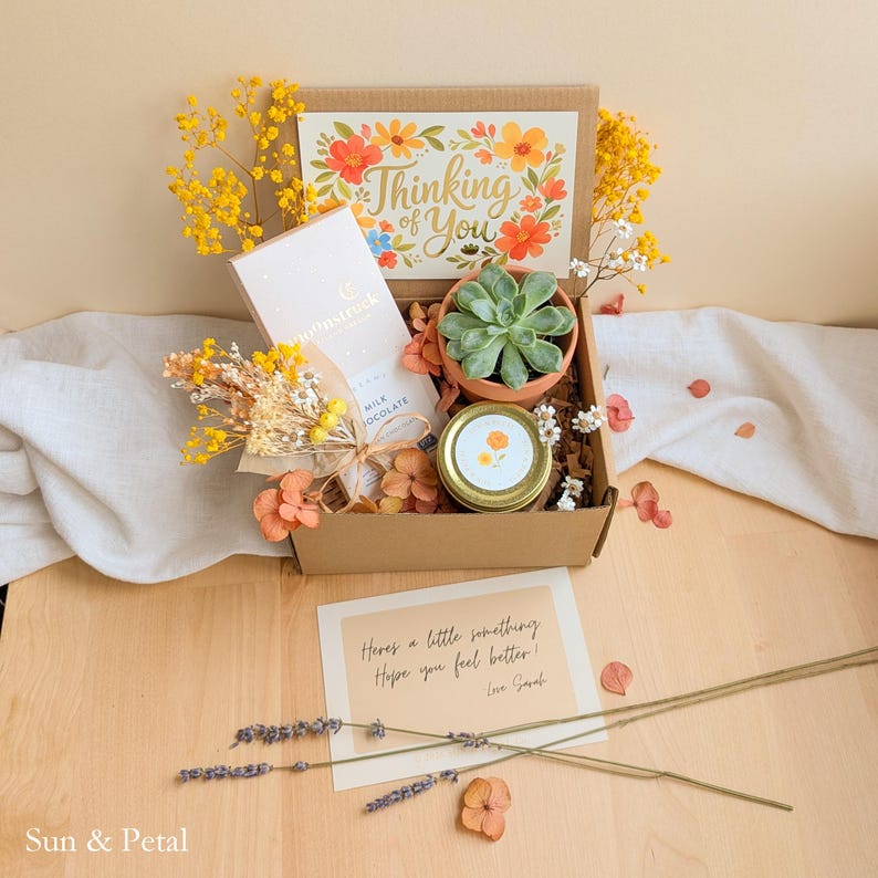 Employee Recognition Gift Box Small Appreciation Present Thank You Care Package Chocolate Gratitude Token Teacher Nurse Staff Bundle Live Succulent Plant Gourmet Chocolate Personalized Greeting Card Dried Floral Touch Coworker Thank You
