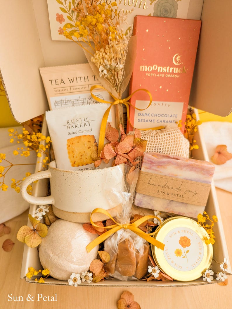 Gift Box For Her Birthday Care Package Thoughtful Present Collection Special Birthday Gift Unique Celebration Box Personalized Birthday Message Cozy Comfort Items Handcrafted Gift Set Complete Surprise Package Self Care Products Beautiful