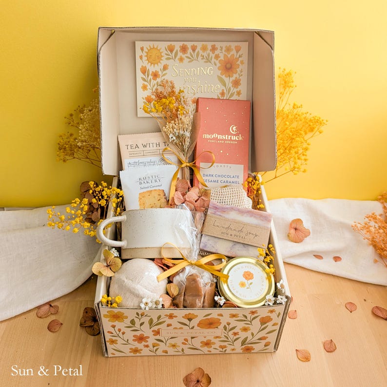 Cozy Birthday Gift Thoughtful Care Package Special Celebration Box Gift For Her Birthday Present Personalized Greeting Card Beautiful Gift Presentation Complete Self Care Collection Relaxation Items Comfort Products Unique Birthday Surprise