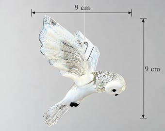 Handgeblasene Glas-Eulenfigur – Weiße Vintage-Eule, Sammlerstück