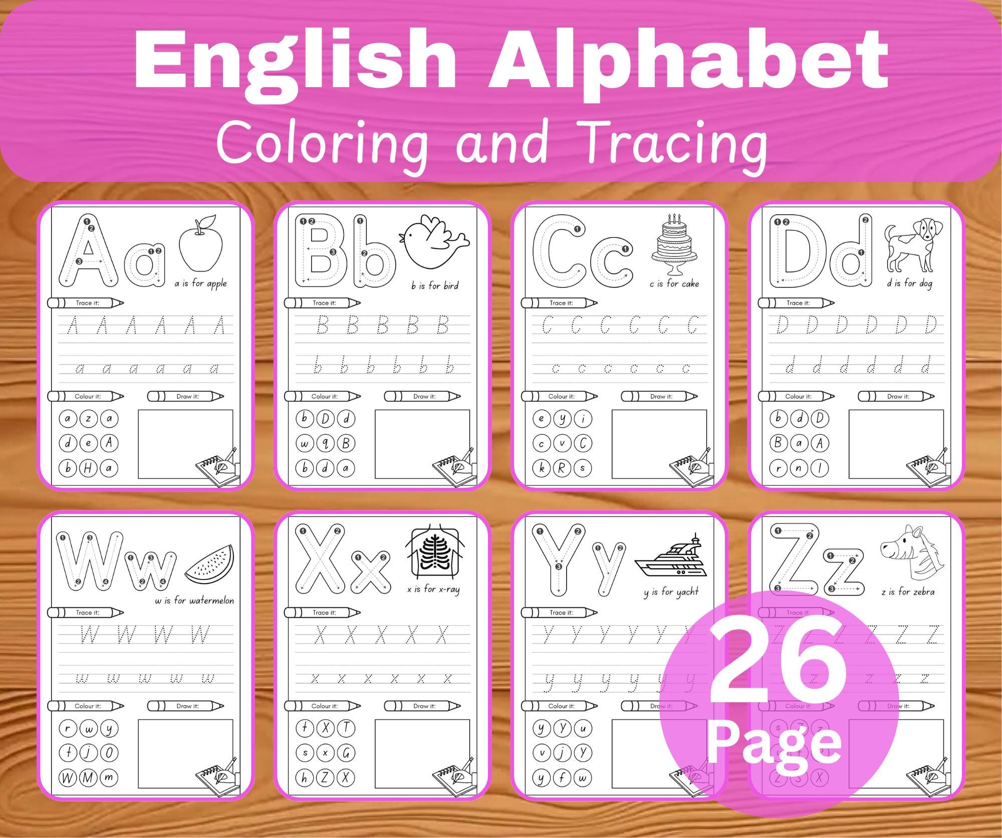 ABC Coloring and Tracing Worksheets – Alphabet Learning, Preschool ...