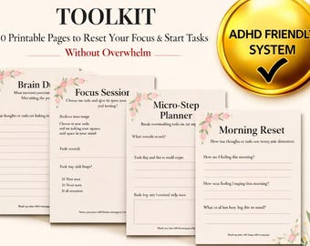 ADHD Focus Planner, ADHD Productivity Planner, Brain Dump Worksheet, Daily Focus Tool, Mental Clarity Planner