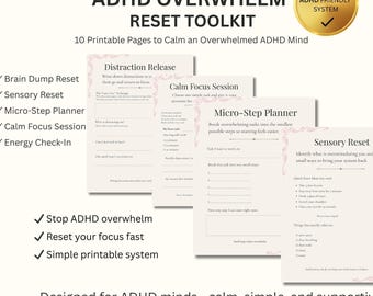 ADHD Overwhelm Planner, ADHD Planner Printable, Brain Dump Worksheet, Focus Planner, Mental Clarity Tool