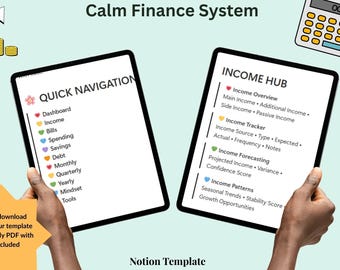 Calm Finance Notion Template | Budget Planner, Money Tracker (Digital Download)