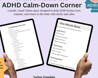 ADHD Calm‑Down Corner • Notion Template for Overwhelm, Focus & Emotional Regulation