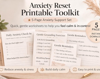 Anxiety Relief Workbook, Anxiety Planner Printable, Daily Anxiety Check In, Panic Relief, Grounding Exercises