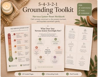 5-4-3-2-1 Grounding Toolkit | Anxiety Relief & Nervous System Reset Workbook PDF