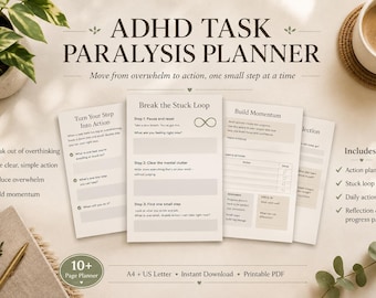 ADHD Task Paralysis Planner | Overthinking Workbook | Executive Dysfunction Help | Procrastination Planner | ADHD Productivity System