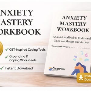 Angst Arbeitsbuch Printable | 30-seitiges Mental Journal | Panik Attacke Bewältigungswerkzeuge PDF