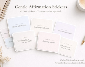 Pastel Affirmation Stickers | 30 PNG Journal Icons (Digital Download)