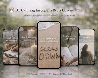 Calming Instagram Reels Covers | Soft Minimal Wellness JPG Pack (Instant Download)