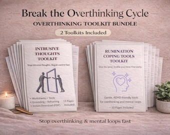 Overthinking Workbook Bundle, Anxiety Relief Worksheets, Mental Clarity Planner, CBT Worksheets, Overthinking Help Tool