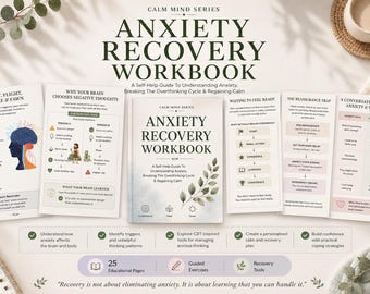 Anxiety Recovery Workbook Printable PDF | Anxiety Relief Journal, Overthinking Help, CBT-Inspired Self Help Guide