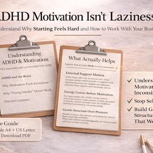 ADHS Motivationsführer zum Ausdrucken | Hilfe bei Dysfunktion | Hilfe für Erwachsene zum Ausbrennern (A4 & US Letter Pdf)