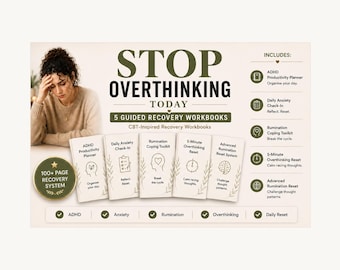 Overthinking Workbook Bundle | CBT-Inspired Anxiety, Rumination & ADHD Recovery Toolkit (Digital Download)