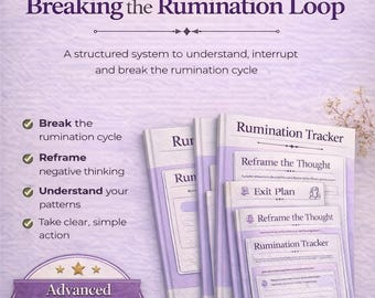 Overthinking Workbook, Rumination Help, Anxiety Relief Tool, CBT Worksheets, Mental Clarity Planner