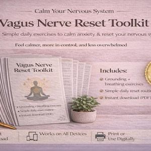 Boîte à outils d'exercices du nerf vague | Guide de prise en charge du système nerveux | Anti-stress imprimable