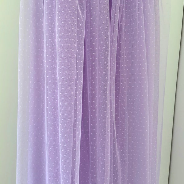 light purple tulle Lace fabric with polka dots, Embroidered tulle mesh lace fabric by the yard, 30+ colors