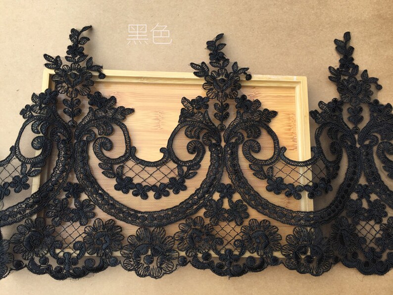 scalloped lace trim with scallops alencon lace trim black cord Lace Trim