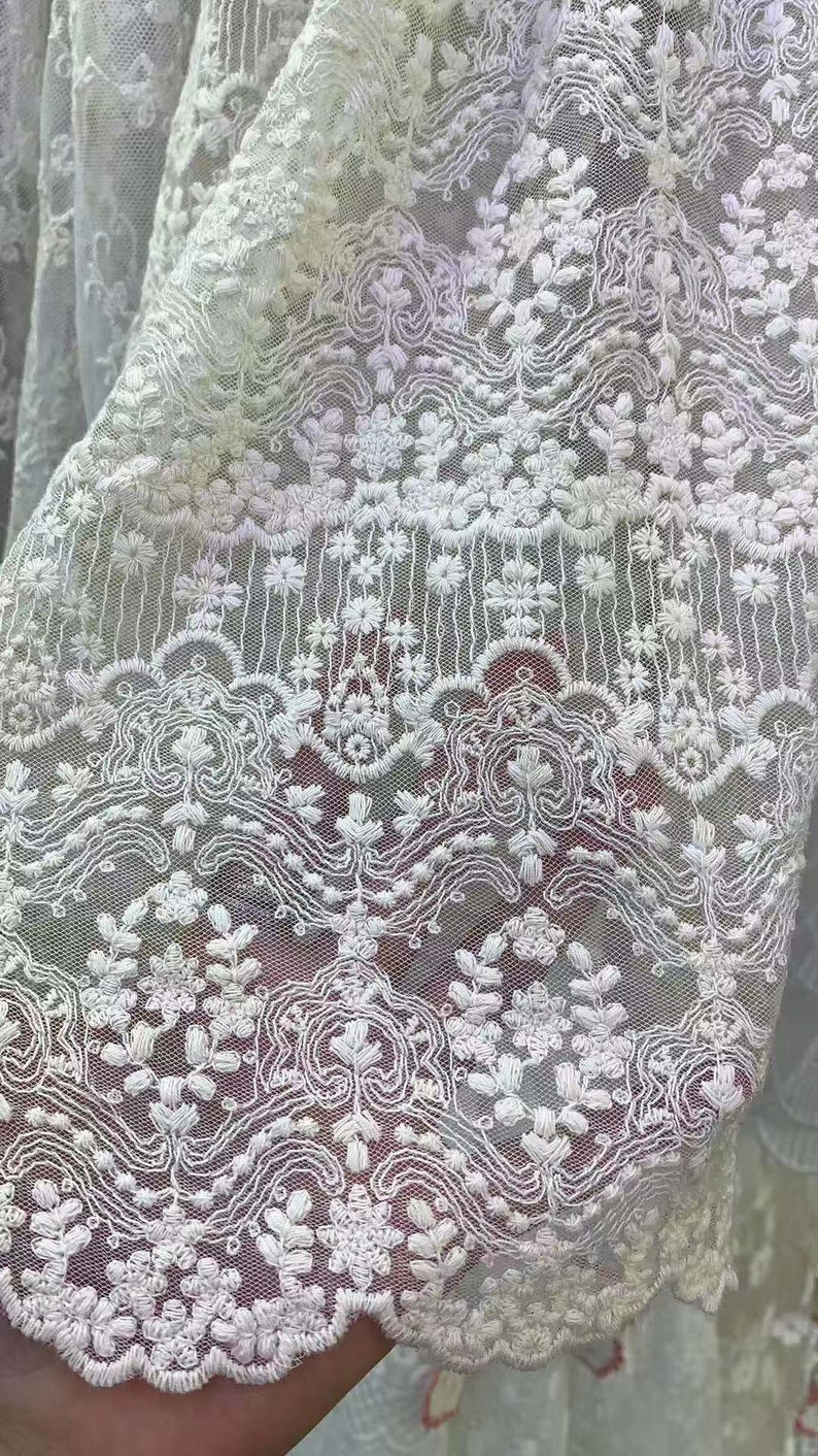 chevron lace fabric ivory cream embroidered tulle lace fabric with retro patterns