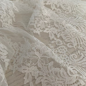 Ivory Chantilly Lace Fabric With Double Scallops by the Yard - Etsy