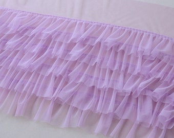lavender ruffled trim, tulle ruffles trim, tutu mesh trim, doll dress trim, baby tutu dress trim, pleated tulle trim, frill trimming