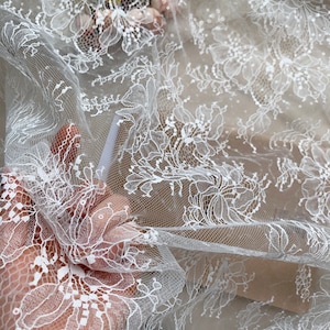 3 meters chantilly lace fabric with sequins for bridal dress, bridal veil