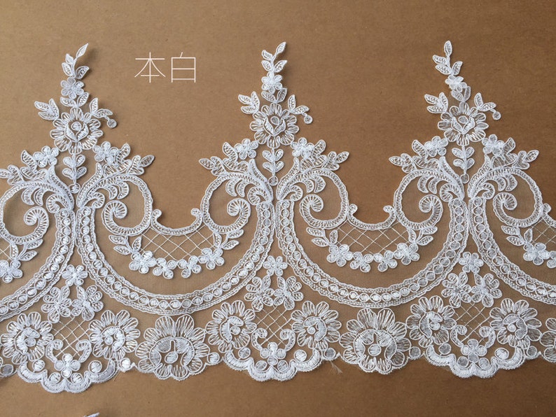 black cord Lace Trim, alencon lace trim, scalloped lace trim with scallops ivory