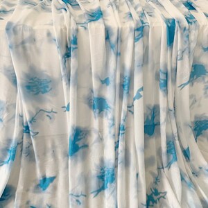 light blue tie dye style  4 way stretch tulle fabric with, power mesh fabric with tie dye pattern, soft elastic tulle fabric