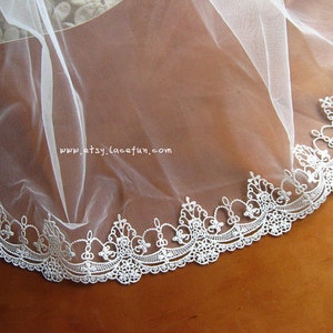 off white lace trim, venice lace trim, crocheted floral lace, bridal lace, exquisite lace trim, DG0020B image 3