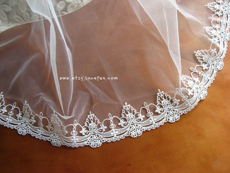 off white lace trim, venice lace trim, crocheted floral lace, bridal lace, exquisite lace trim, DG0020B image 3