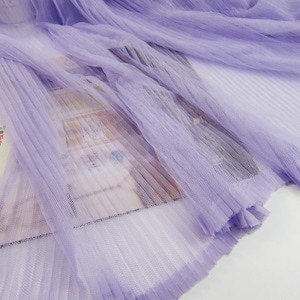 lavender tulle accordion pleated fabric, mesh accordion pleats fabric, Pleated mesh Panel fabric, ruffled tulle fabric,Vertical crease