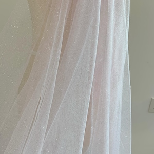 Soft pink tulle fabric with glitters for dress, veil, dress, dance costume, glitter tulle fabric