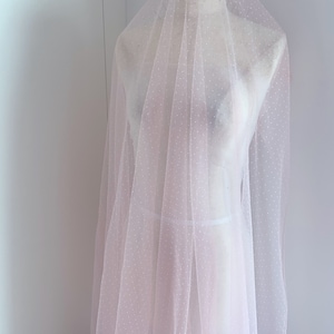 Light pink tulle fabric with mini velvet polka dots, flocking polka dots tulle fabric, 10 colors