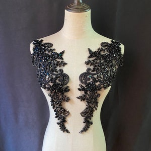 schwarze StrassPerlen Applikation für Kleiderveränderungen, Kostüm, Couture