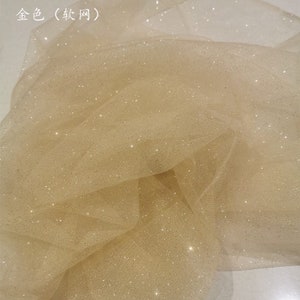 Tissu de tulle à paillettes or champagne pour robe de mariée, voile, robe, costume de danse, décorations de fête, décors de mariage, accessoire de mariage