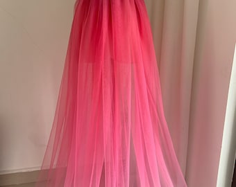 Dip dye style tulle fabric with Ombré color, hot pink mesh lace fabric, well drape tulle lace fabric