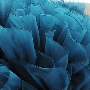 7.8 inches Organza ruffled tulle trim, frill trim, pleated organza trim for cake skirt | retro blue