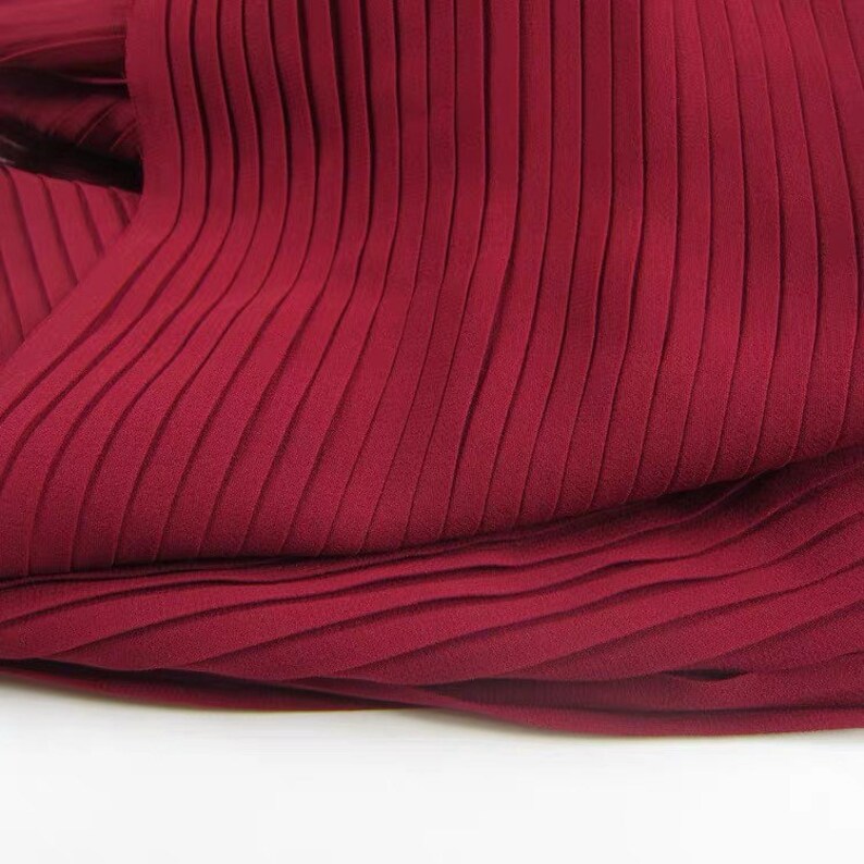 Red Accordion Pleated Fabric Creased Chiffon Fabric for Dress Etsy