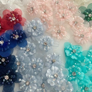 5pcs colorful handcrafted flowers applique for dress and couture, 3D florals lace applique for apareal supplies image 8