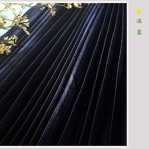 navy blue Pleated satin Panel, satin Vertical crease, satin accordion pleated fabric, pleats satin fabric by the yard