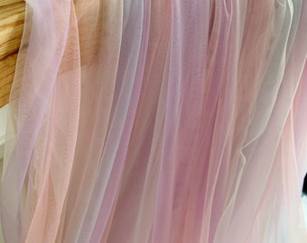 colorful Dip dye tulle fabric with Ombré colors, couture, dress